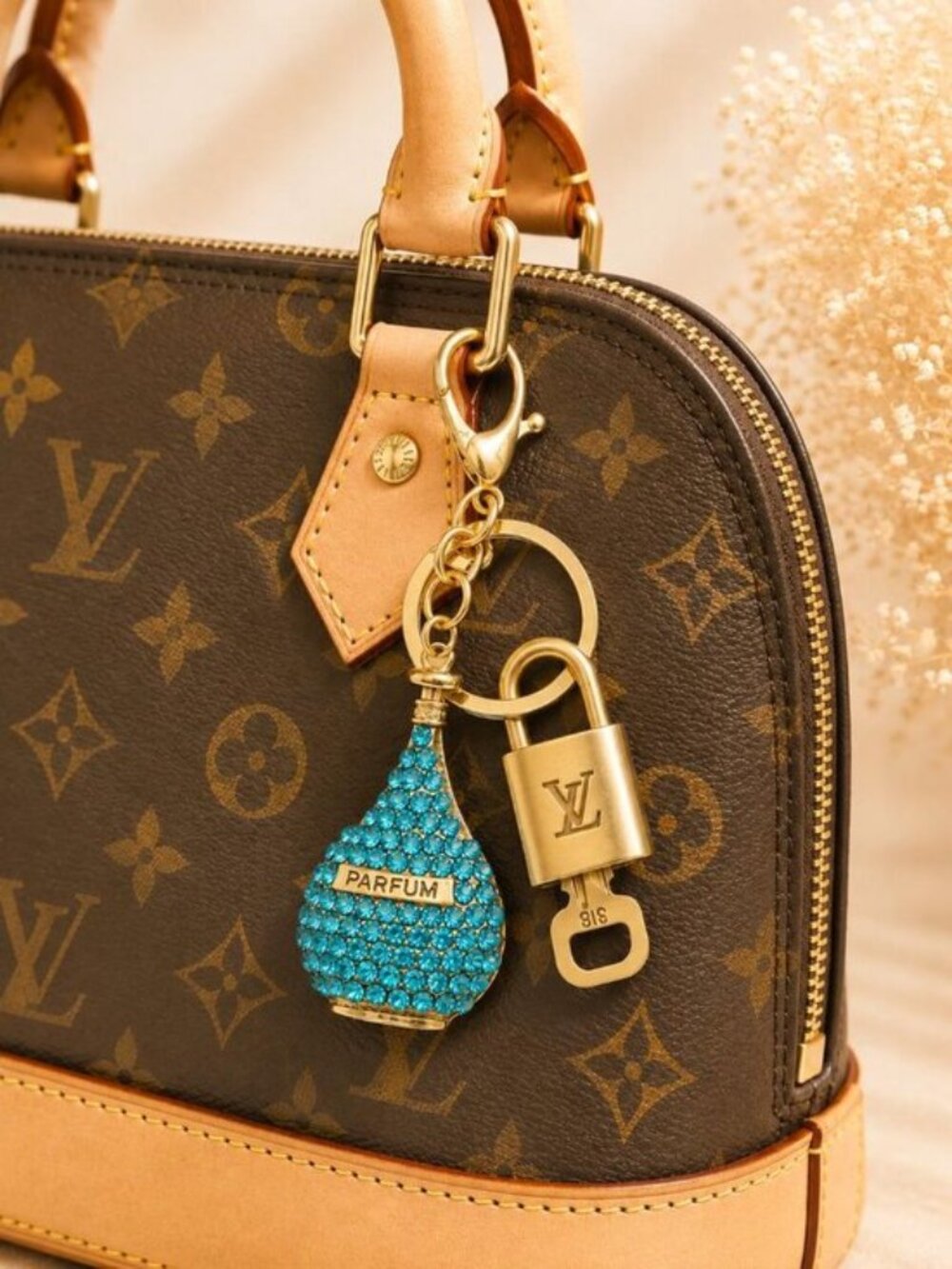 Authentic LV Gold Padlock 🔑 Unbranded Perfume Bottle Keychain